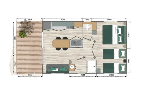 Accommodation - Mobile Home Vanoise 24M² - 2 Bedrooms + Air Conditioning - image n°3 - Camping Marie France