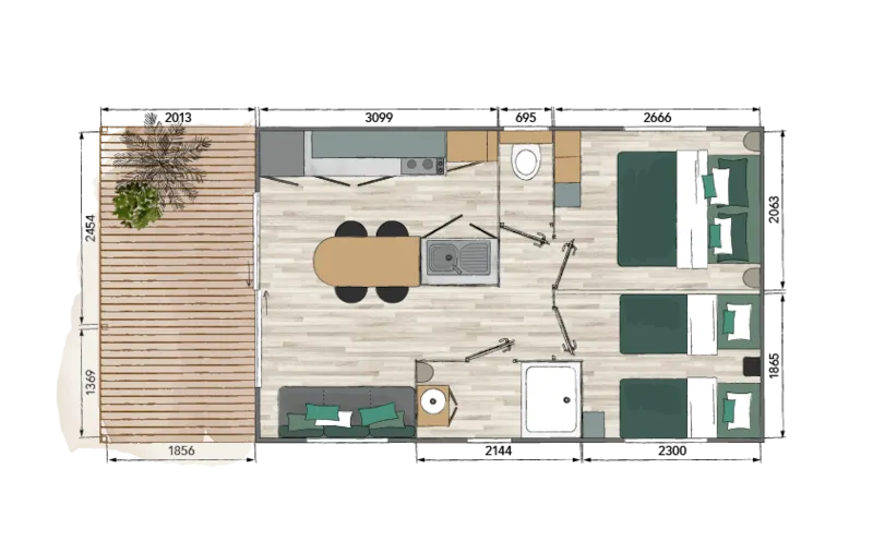 Mobil Home Vanoise 24M² - 2 Chambres + Climatisation