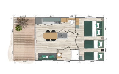 Mobile home VANOISE 24m² - 2 bedrooms + air conditioning
