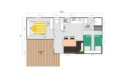 Huuraccommodatie(s) - Stacaravan Valmorel 25 M² 2 Slaapkamers - image n°3 - Camping Marie France