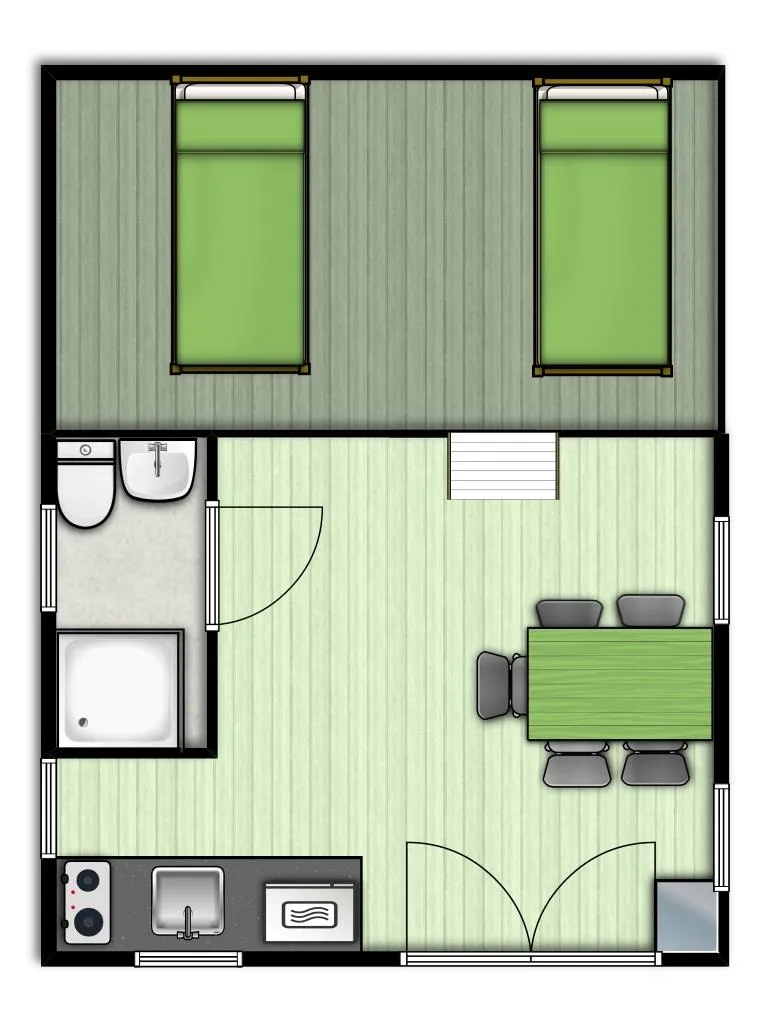 Chalet Scandinave - 1 Chambre (Lit Double) & 1 Mezzanine (2 Lits Simples)