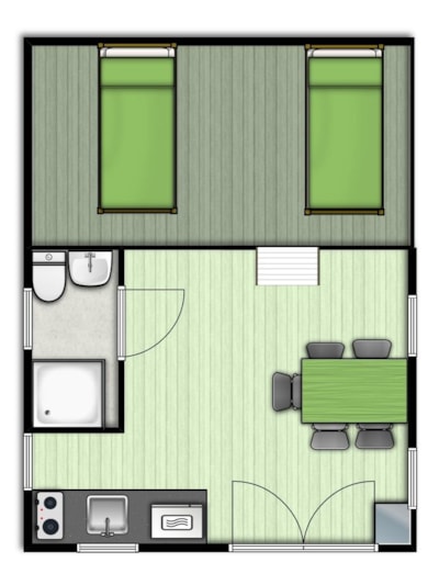 Chalet SCANDINAVE - 1 bedroom (double bed) & 1 mezzanine (2 single beds)