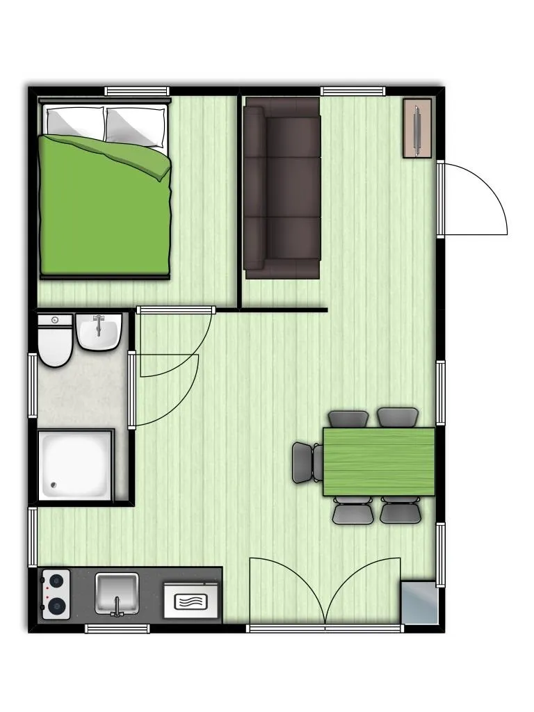 Chalet Scandinave - 1 Chambre (Lit Double) & 1 Mezzanine (2 Lits Simples)