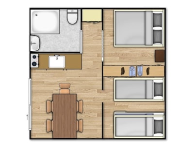 Lodge CONFORT (with sanitary facilities) - 2 sleeping areas