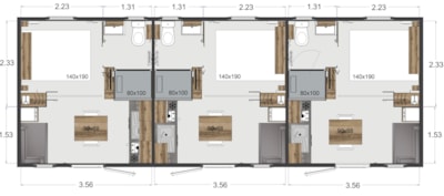 Studio hotel with small terrace