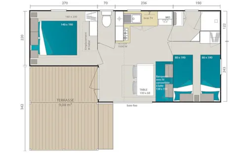 Mietunterkunft - Mobilheim 2 Zimmer - image n°4 - Clico Chic - Camping L'Aloua
