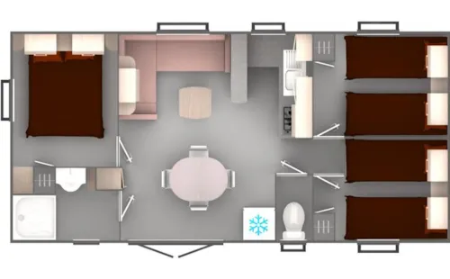 Huuraccommodatie(s) - Stacaravan 3 Slaapkamers - New Toscane - image n°6 - Clico Chic - Camping L'Aloua