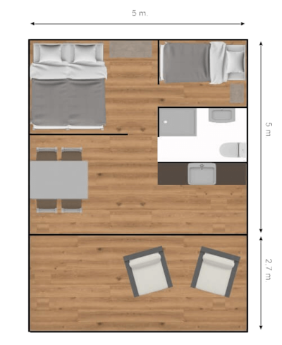 Woody 25 luxury safari tent with bathroom and kitchen facilities — 2