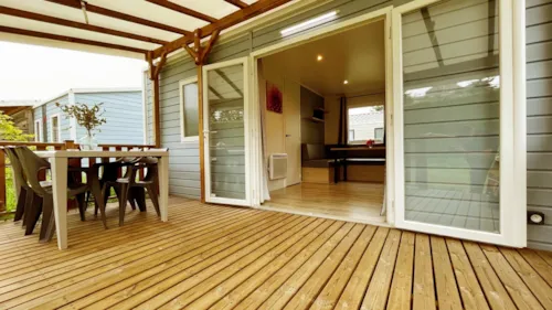 Mietunterkunft - Mobilheim Lodge Grand Confort 3 Schlafzimmer Terrasse - image n°9 - Camping de la Belle Etoile