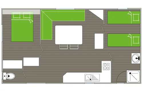 Mobil-Home Standard 25M² Ideal 2 Chambres - Sans Clim