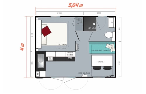 Mobil Home Confort Sans Clim 18M² 1Ch. 2/4P