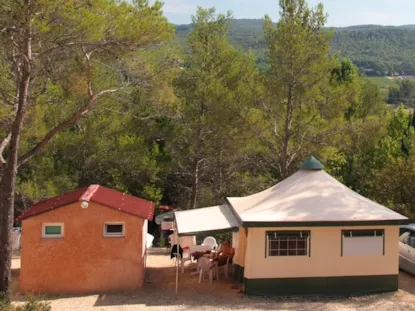 Bungalow Tenda Standard 20M² 2 Camere - Sanitario Individuale + Tettoia - Senza Aria Condizionata