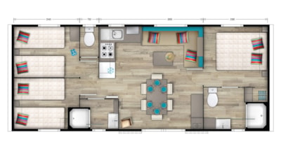 Cottage Excellence+ (3 bedrooms / 2 bathrooms) 40m² + wooden terrace (- 4 years)