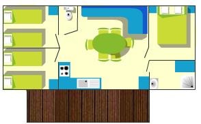 Mobile Home Economique (3 bedrooms) 32-35m² + wooden terrace