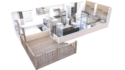 Mobile home Excellence (3 bedrooms) 32-34 m² + wooden terrace