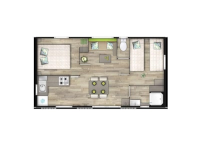 Mobile Home Privilège (2 bedrooms) 24-28m² + wooden terrace (new 2016 - 10 years)