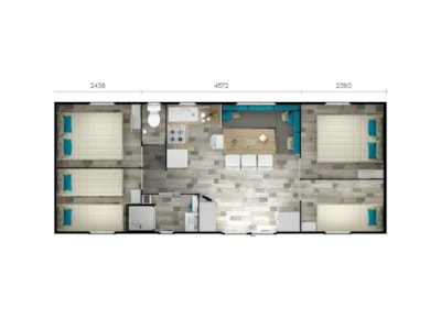Mobile home Excellence (4 bedrooms) 38-40 m² + wooden terrace
