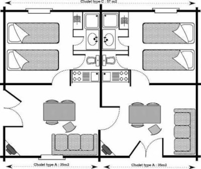 Chalet RUTENE 54m² (2 bedrooms + 2 bathrooms + 2 toilets)