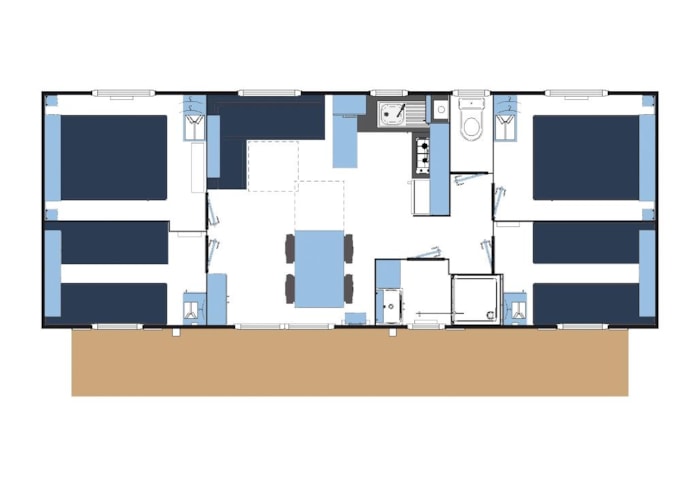 Mobil-Home Confort 4 Chambres Avec Terrasse En Bois Semi Couverte