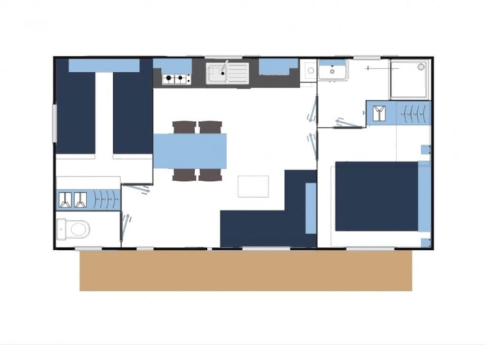 Mobil-Home Confort 2 Chambres Avec Terrasse En Bois Semi Couverte