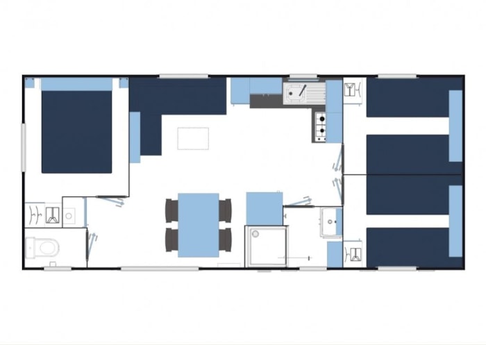 Mobil-Home Confort 3 Chambres Avec Terrasse En Bois Semi Couverte