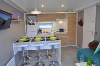 Mietunterkunft - Prämie, Klimaanlage, Terrasse, 2 Elterliche Suiten Mit Bad, + 2 Mini -Chalets (4 Personen) - Camping Le Mas des Sédariès