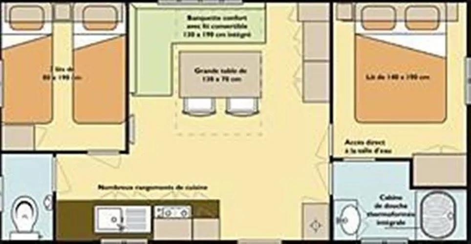 Stacaravan CLASSIQUE - 2 slaapkamers - 28 m²
