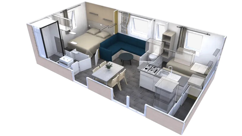 Mobil-Home 2 Chambres Premium 32M2 Avec Terrasse Couverte De 18M2 Lave Vaisselle ,2 Transats