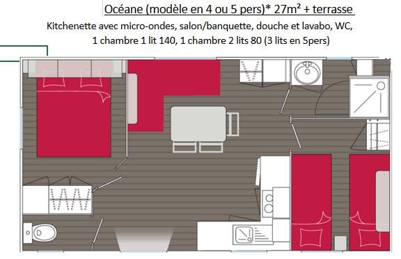 Mobil-Home Confort 27M2  - 2 Chambres (Type Océanne)
