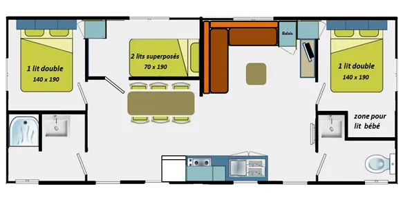 Mobil-Home Confort 38 M² -  3 Chambres (Type Victoria)