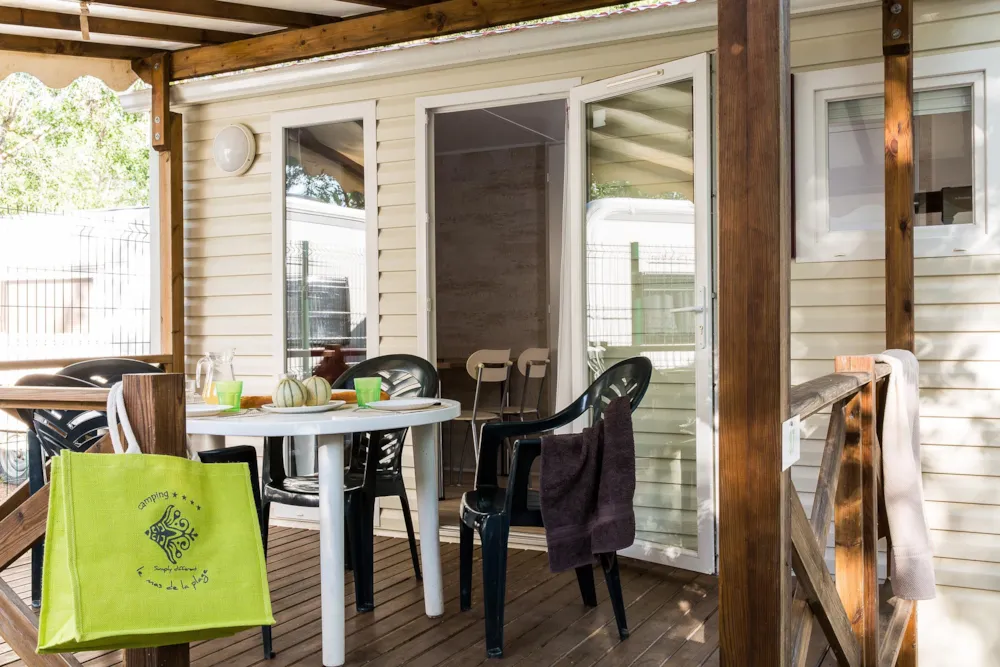 Mobilhome Piscinois Confort 20.90m² - 2 habitaciones + climatización con terraza cubierta
