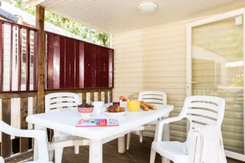 Mietunterkunft - Mobilhome O'hara Confort + 31.2M² - 2 Zimmer + Halbbedeckte Terrasse + Klimaanlage - Camping Le Mas de la Plage