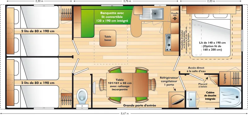 Mobil Home 3 Chambre Terrasse