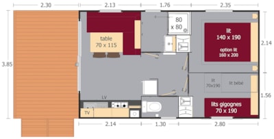 Mobilhome 26 m2 with terrasse
