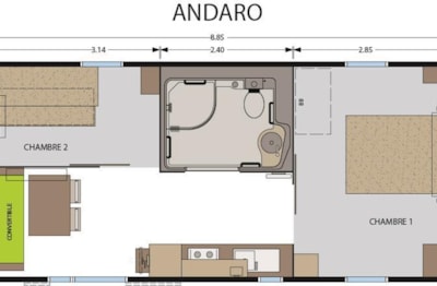 Mobile home Standard 30m² (2 bedrooms) - adapted to the people with reduced mobility