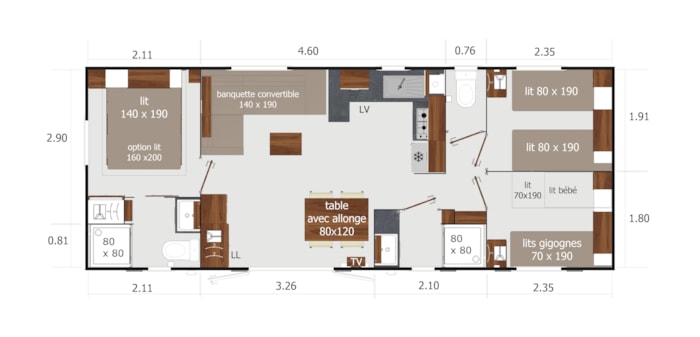 Mobil-Home Premium 39M² (3 Chambres) - 2 Salles De Bain - Terrasse Semi-Couverte