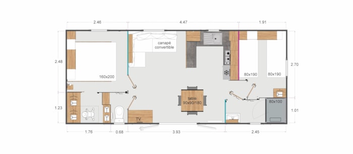 Mobil-Home Premium 36M² (2 Chambres) - Terrasse Semi Couverte