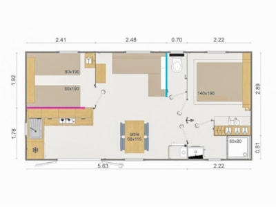 Mobile-home Confort 30m² (2 bedrooms) - terrace