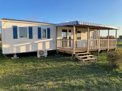 Mobil Home Premium 41m2 (3 bedrooms) + 2 bathrooms + air conditioning + covered terrace + dishwasher