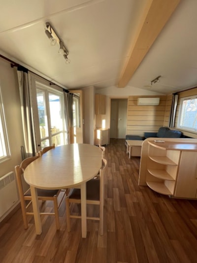 Mobil Home Premium 41m2 (3 bedrooms) + 2 bathrooms + air conditioning + covered terrace + dishwasher