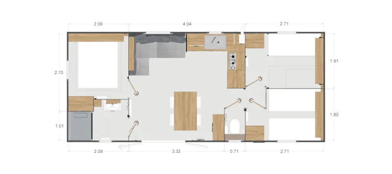 Mobil Home Confort 35M2 (3Ch-6 Pers) + Terrasse Couverte