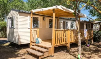 Mietunterkunft - Mobilheim Comfort - 2 Schlafzimmer - 23M² - Erhöhte Terrasse -  Klimaanlage - Camping Kalliste
