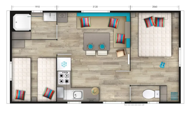 Mobil-Home Confort 31M² 2 Chambres + Tv
