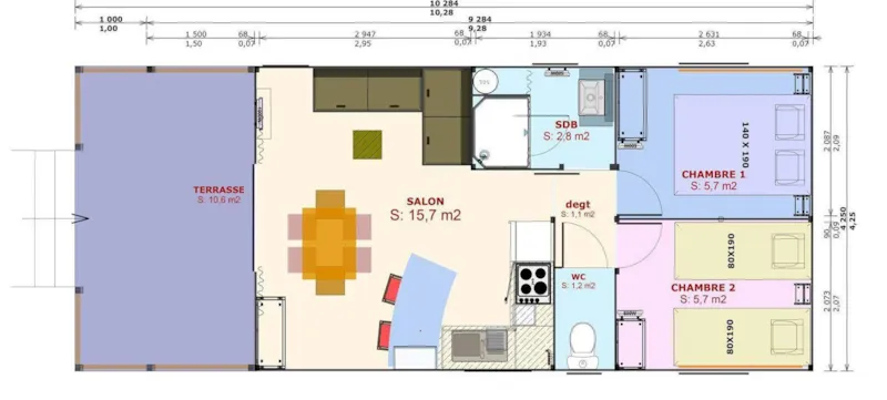 Cabane Lodge Sweet Flower Premium 32M² 2 Chambres