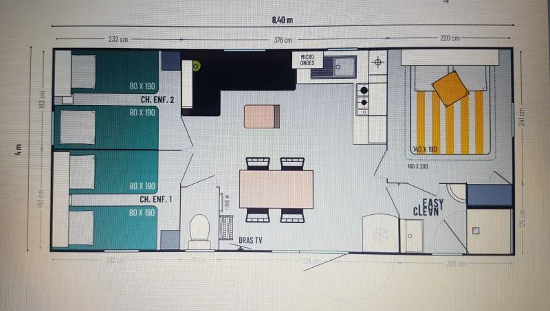 Mobil-Home Confort 34M² 3 Chambres + Tv