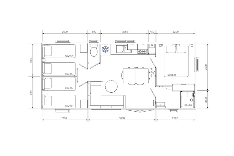 Homeflower Premium 3 Chambres 35M2 + Tv