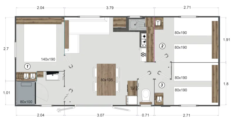 Mobil-Home Eldorado Confort + 3 Chambres 30M²