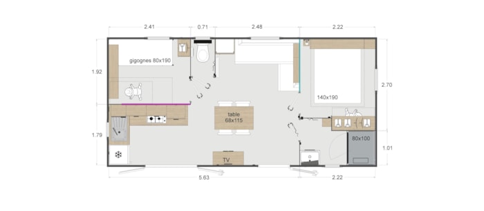 Mobil-Home Prémium Spa Clim Lv 2Chambres 30M²