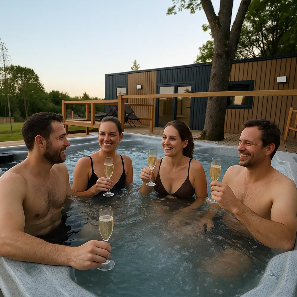 Location - Cottage Avec Terrasse 2Ch/2Sdb Et Spa Privatif Au Domaine Du Perche Bellêmois - Camping du Perche Bellemois