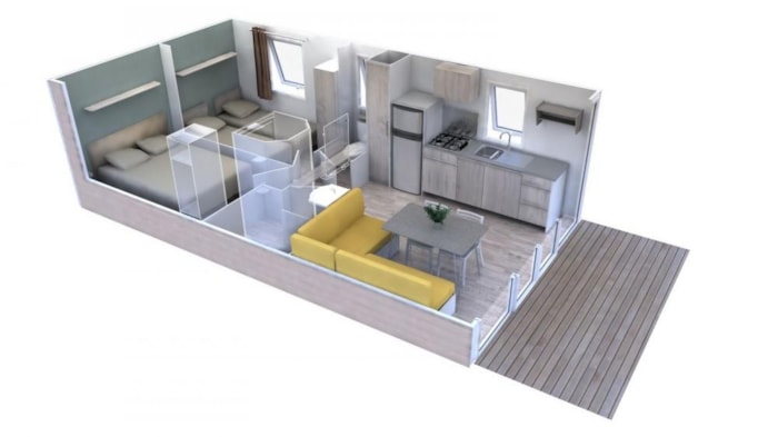 Mobil Home Confort Neuf, 2 Chambres, 30 M² Avec Terrasse Couverte Et Semi-Fermée